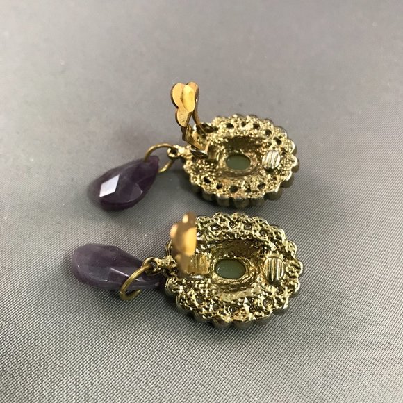 Vintage Clip On Earrings Multi Stones - Picture 5 of 6